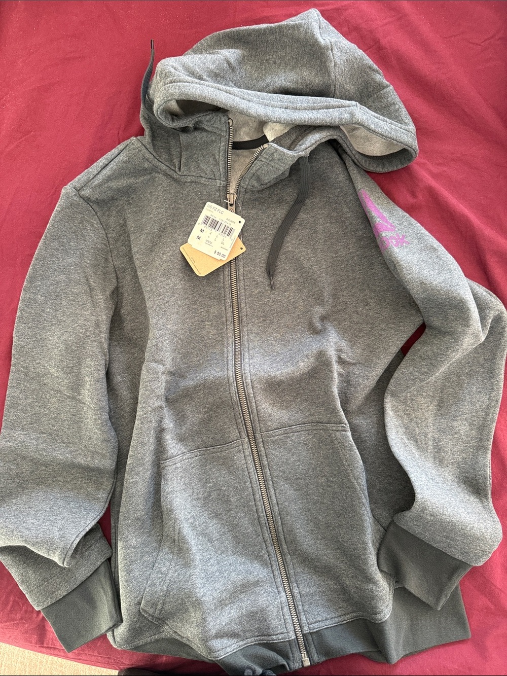 Reebok Grey Full-Zip Hooded Jacket